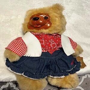Robert Raikes RR Bear #7460/10000 Western Wear Bonnie Cowgirl Wooden Plush Toy